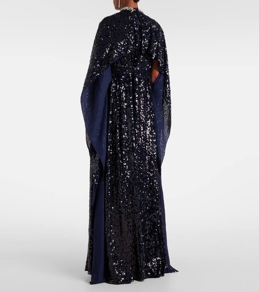 Sequined caped gown