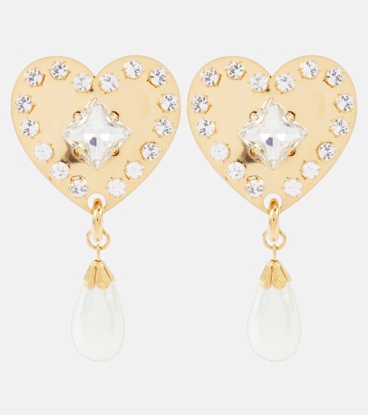 Embellished faux pearl clip-on earrings