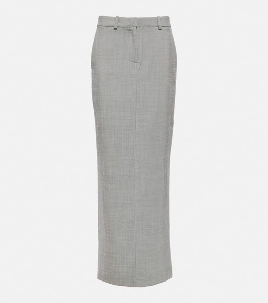 Checked wool maxi skirt