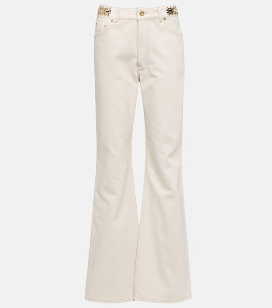 Embellished high-rise flared jeans