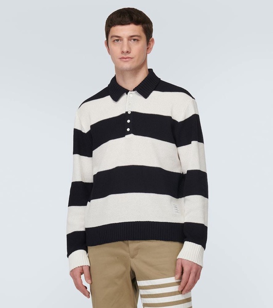 Striped cotton polo sweater