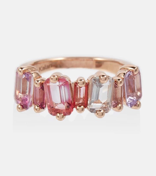 14kt rose gold ring with pink topazes