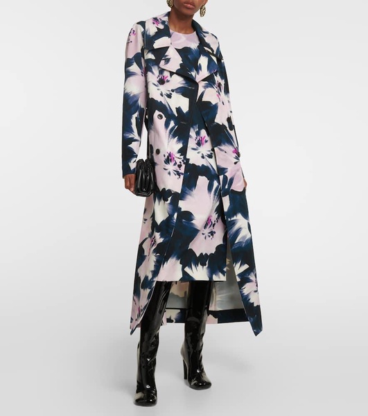 Floral printed trench coat