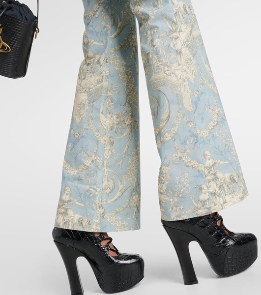 Ray printed high-rise cotton flared pants