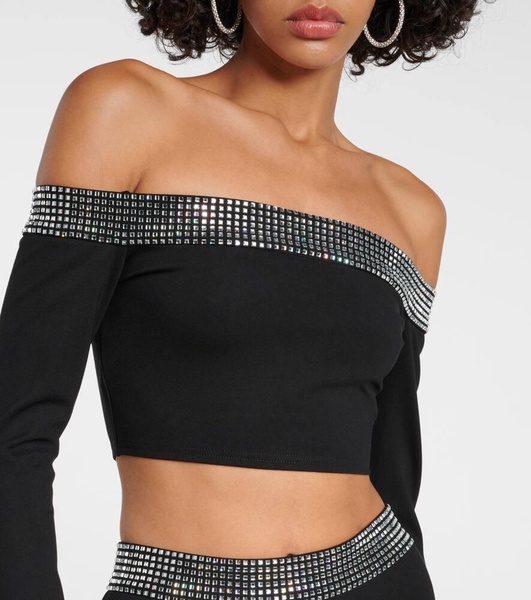 Crystal-embellished crop top