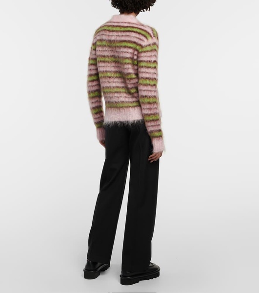 Striped mohair-blend cardigan