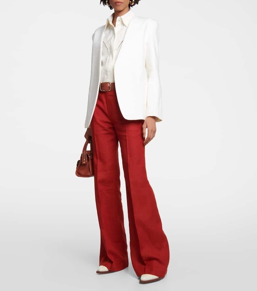 High-rise flared linen pants