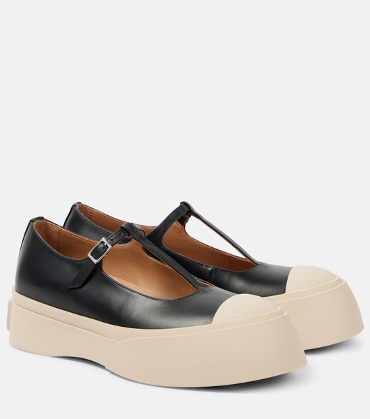 Leather platform Mary Jane flats