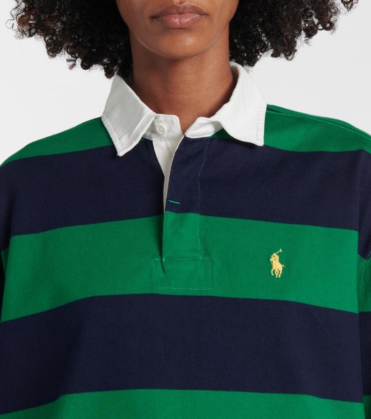 Striped cotton jersey polo shirt