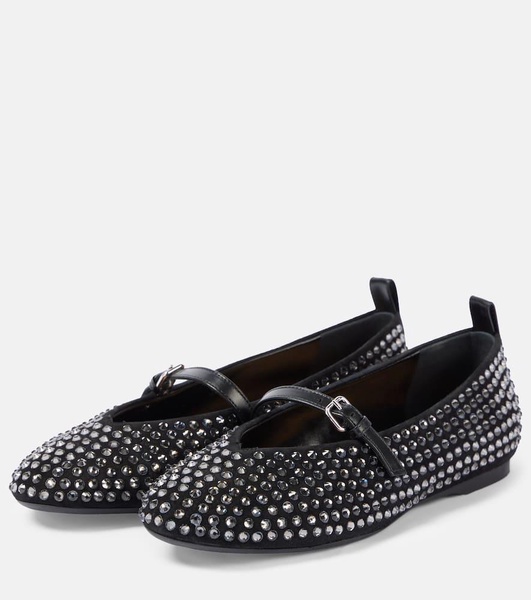 Embellished leather Mary Jane flats