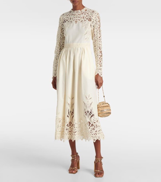 Palermo lace-trimmed cotton and silk gown