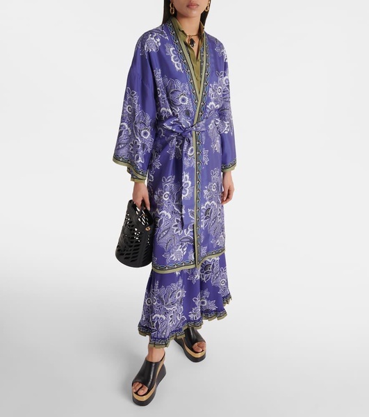 Printed silk twill robe