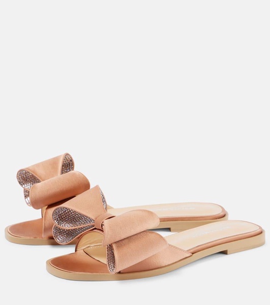 Le Cadeau Double Bow satin slides