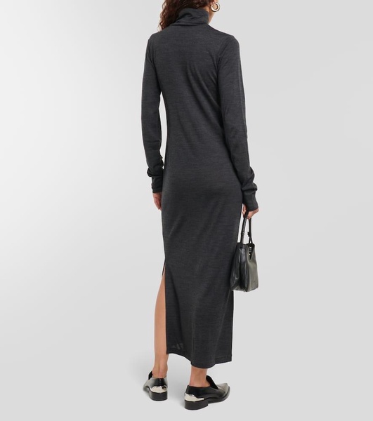 Wool-blend turtleneck midi dress