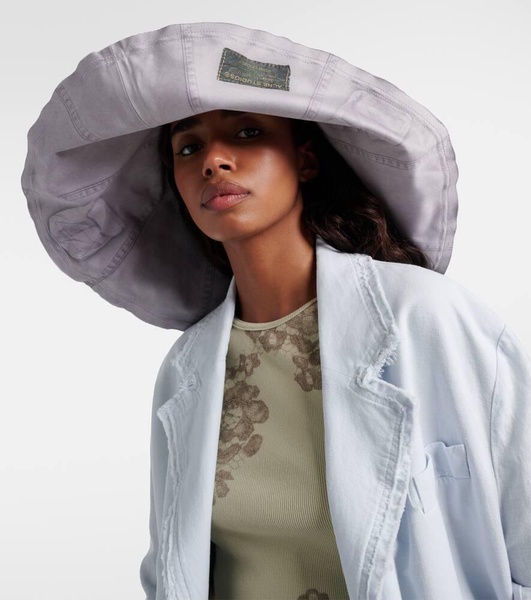 Oversized reversible cotton bucket hat