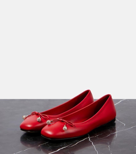 Elme bow-detail leather ballet flats