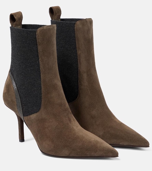 Embellished suede ankle boots