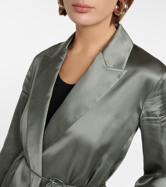 Self-tie satin blazer