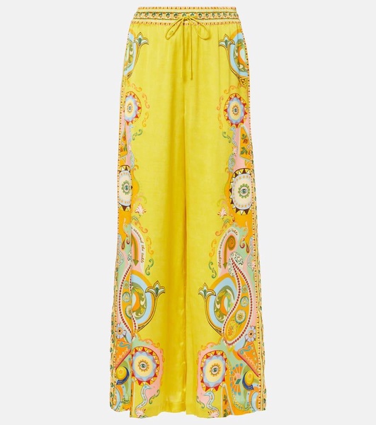 Pinball printed silk wide-leg pants