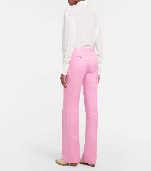 Linen and silk straight-leg pants