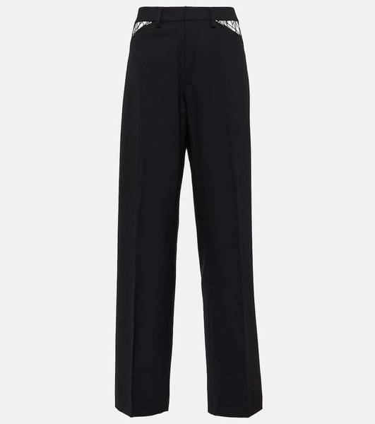 Cutout wool straight pants