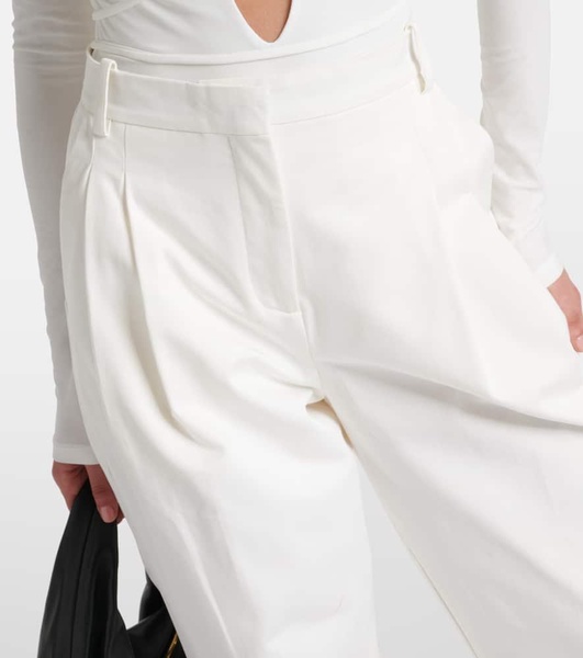 Liza high-rise cotton wide-leg pants