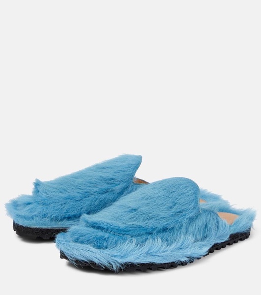 Calf hair slippers