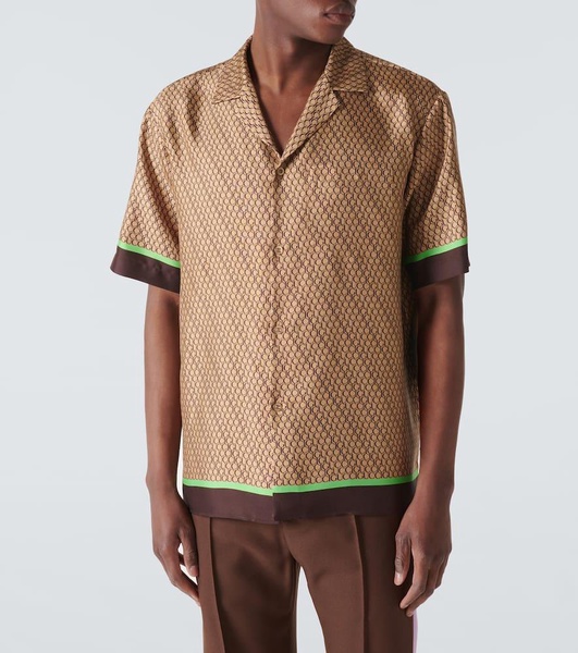 Logo silk bowling shirt