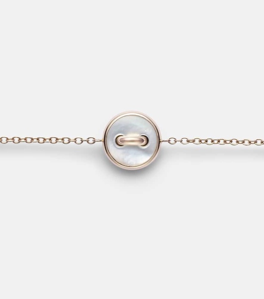 Pom Pom Dot 18kt rose gold chain bracelet with white diamonds and mother of pearl