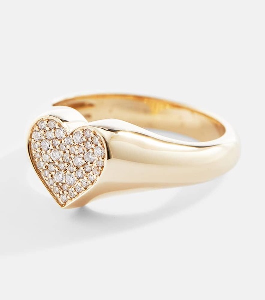 14kt yellow gold heart ring with diamonds