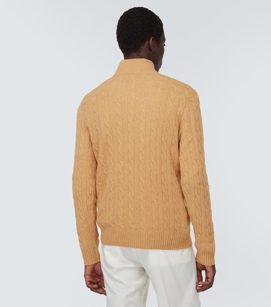 Cable-knit wool and cashmere half-zip sweater