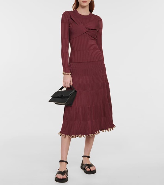 Malia ribbed-knit midi skirt