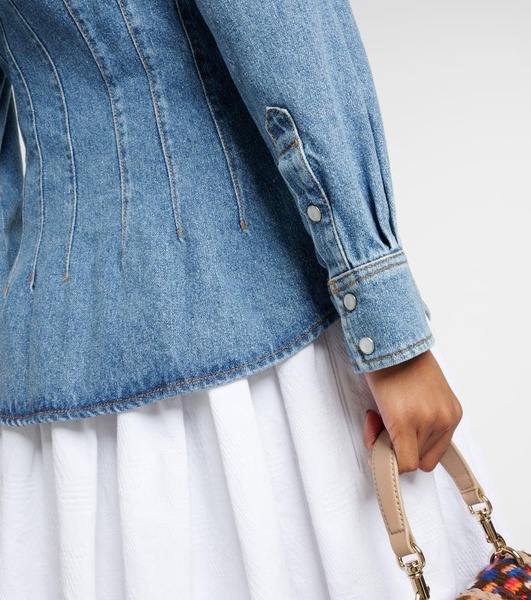 Blue Corset-Style Denim Shirt