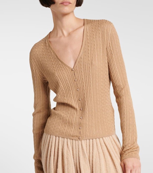 Cable-knit cashmere and silk cardigan 