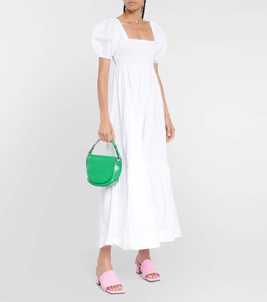 Smocked cotton poplin maxi dress