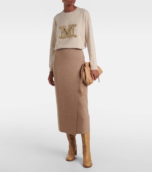 Logo embellished wool and cashmere sweater