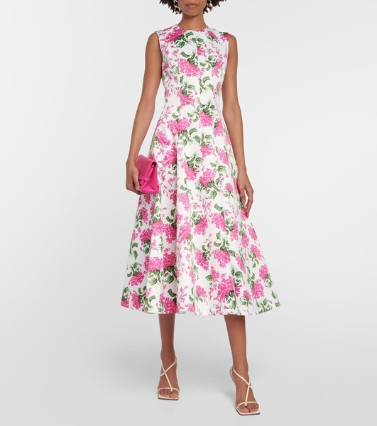 Mara floral taffeta faille midi dress