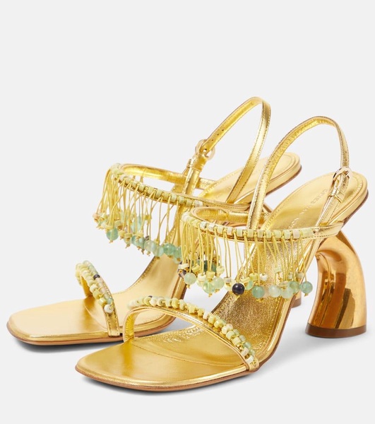 95 beaded metallic leather sandals