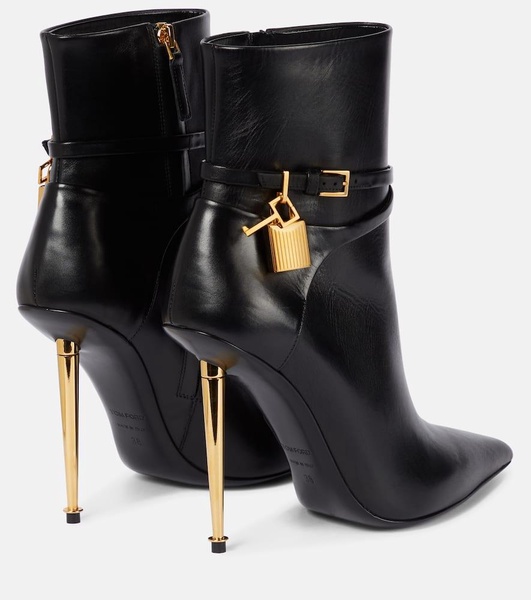 Padlock leather ankle boots