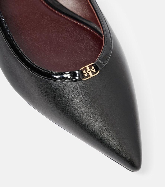 Double T leather ballet flats