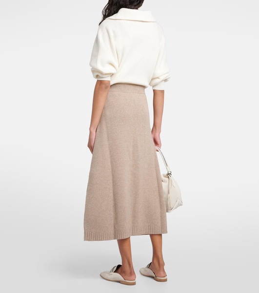 Wool and silk blend midi skirt