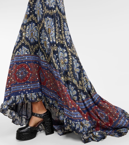 Paisley silk jacquard maxi skirt