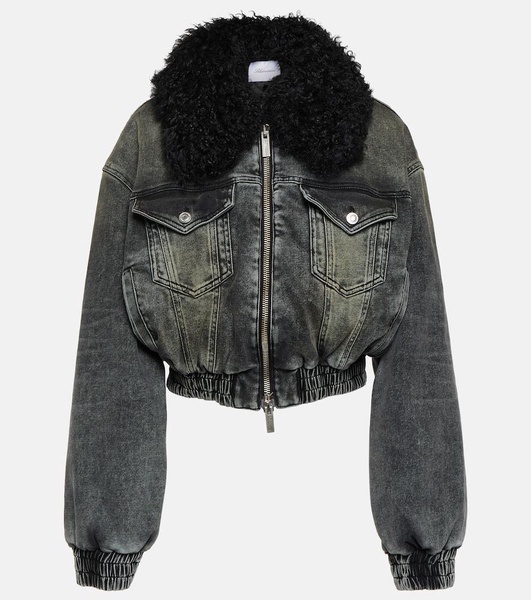 Faux fur-trimmed denim jacket