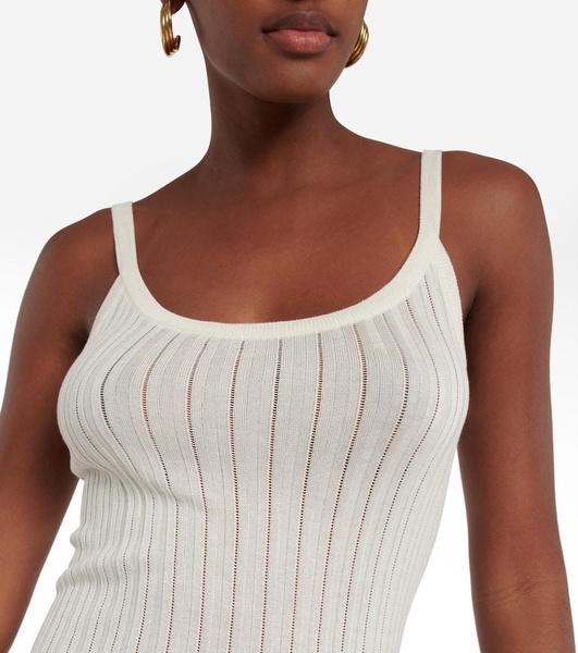 Taro ribbed-knit silk tank top