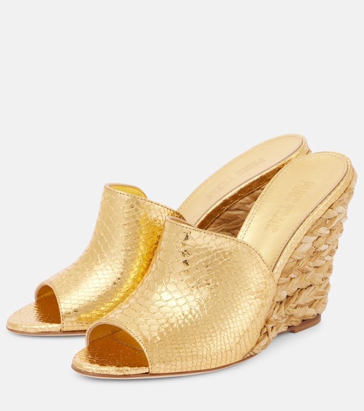 Deia 100 leather-trimmed espadrille wedges