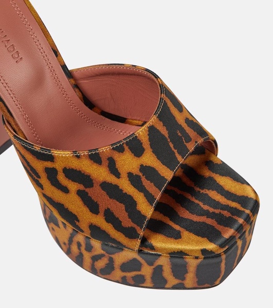 Dalida leopard-print satin platform mules