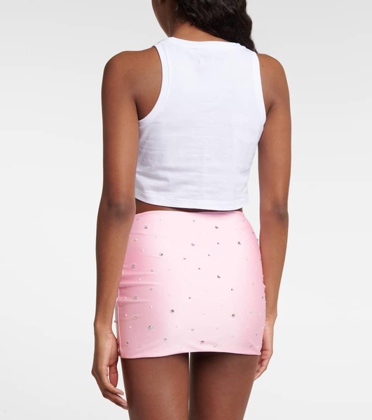 Crystal-embellished ruched miniskirt