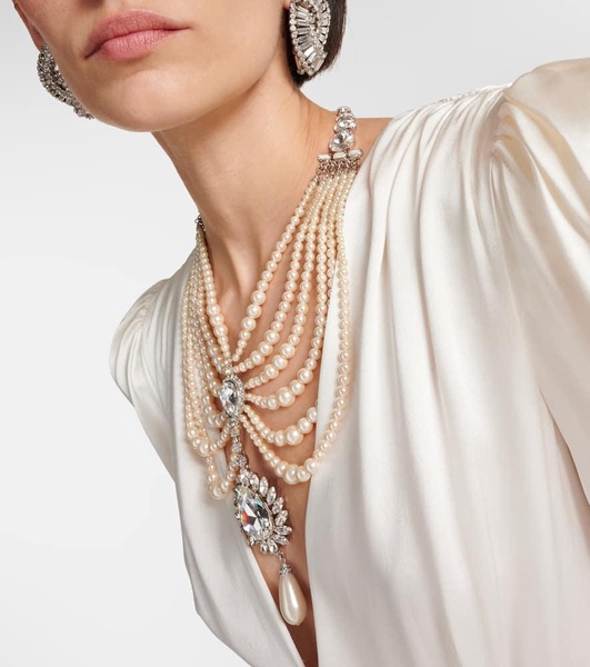 Embellished faux pearl necklace