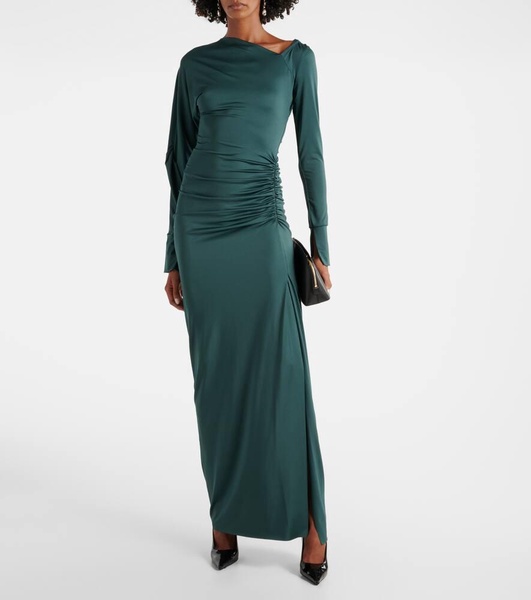 Ruched asymmetric gown