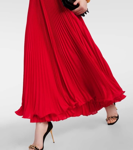 Pleated crêpe maxi skirt